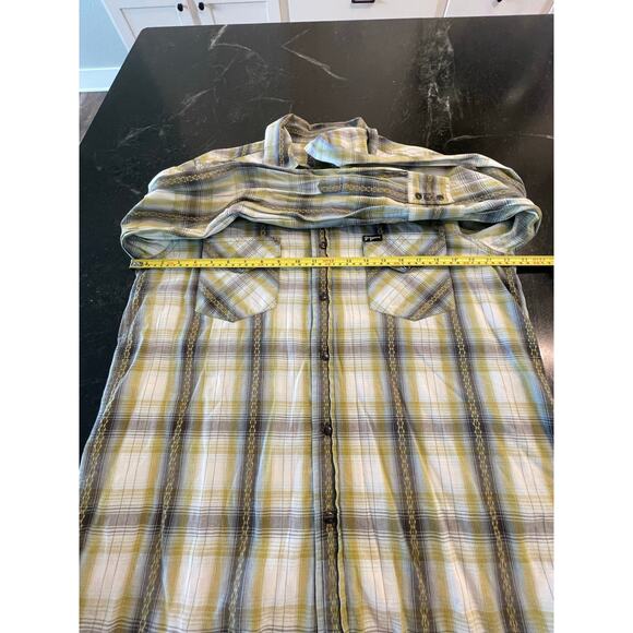 Southern Thread white/green/black plaid pearl snap western shirt L 100% Cotton - Picture 6 of 9